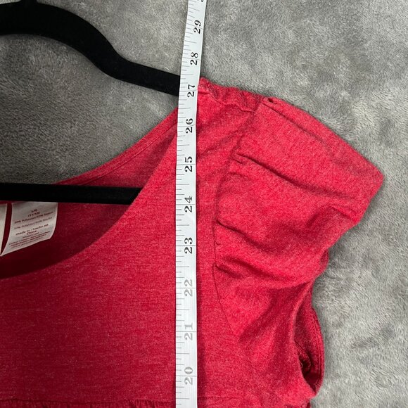 No Boundaries Babydoll Yoke Top Juniors' L Red Puff Sleeve Bubble Hem Y2K Shoujo - Picture 8 of 8